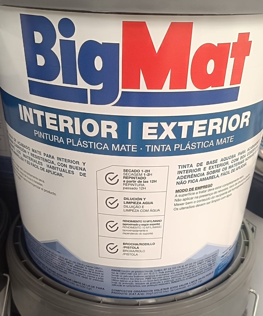 PINTURA PLÁST BIGMAT INT/EXT PROF BLANCO 15L