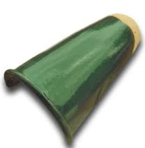 TEJA CANAL ESMALTADA VERDE 40 CM