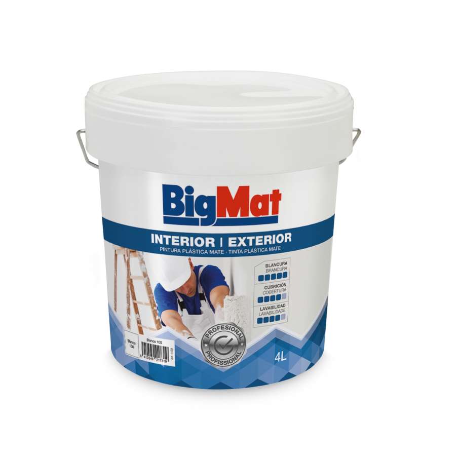 PINTURA PLASTICA MATE BIGMAT PROF INT/ EXT BLANCO 4L
