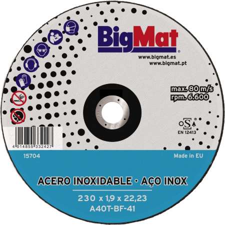 DISCO INOX BIGMAT A46TZ 230X1,9X22,23 (RETRACTIL)