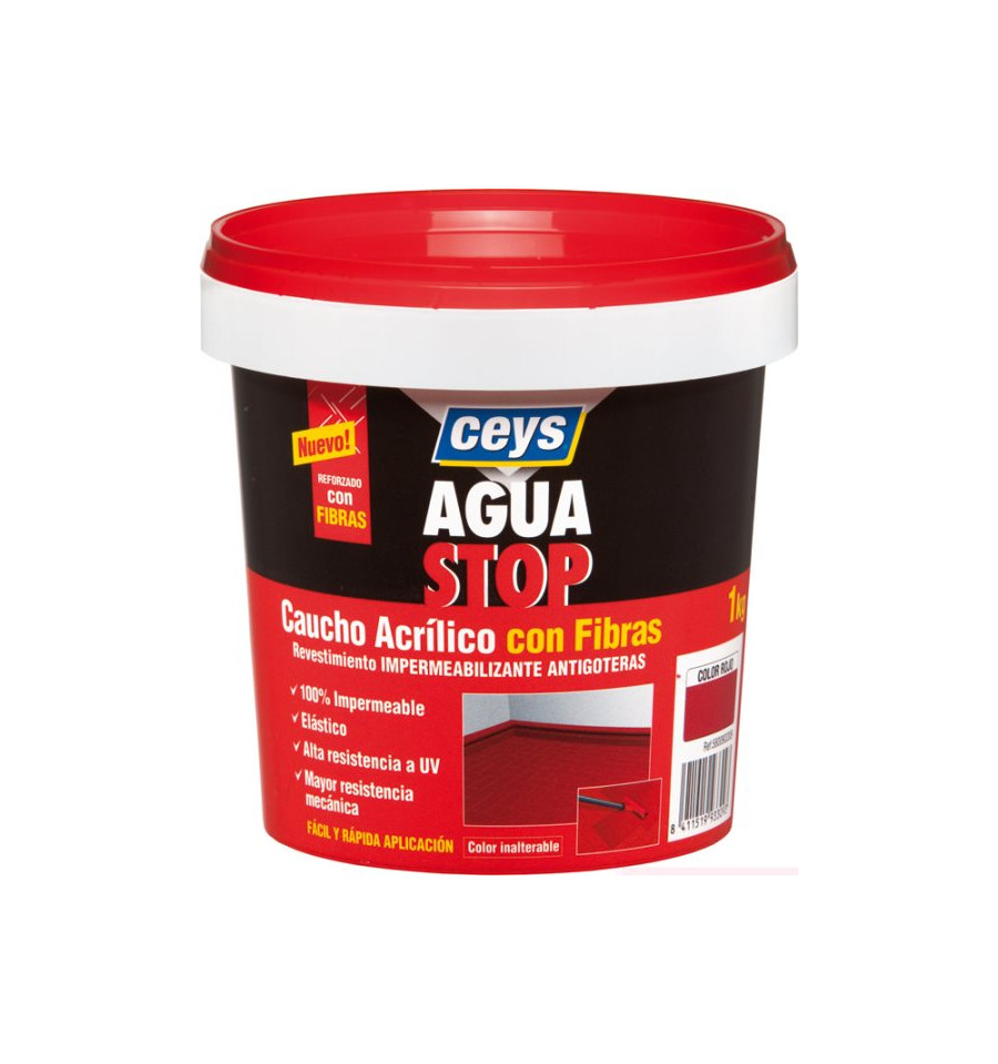 AGUASTOP CAUCHO FIBRAS ROJO 20KG**