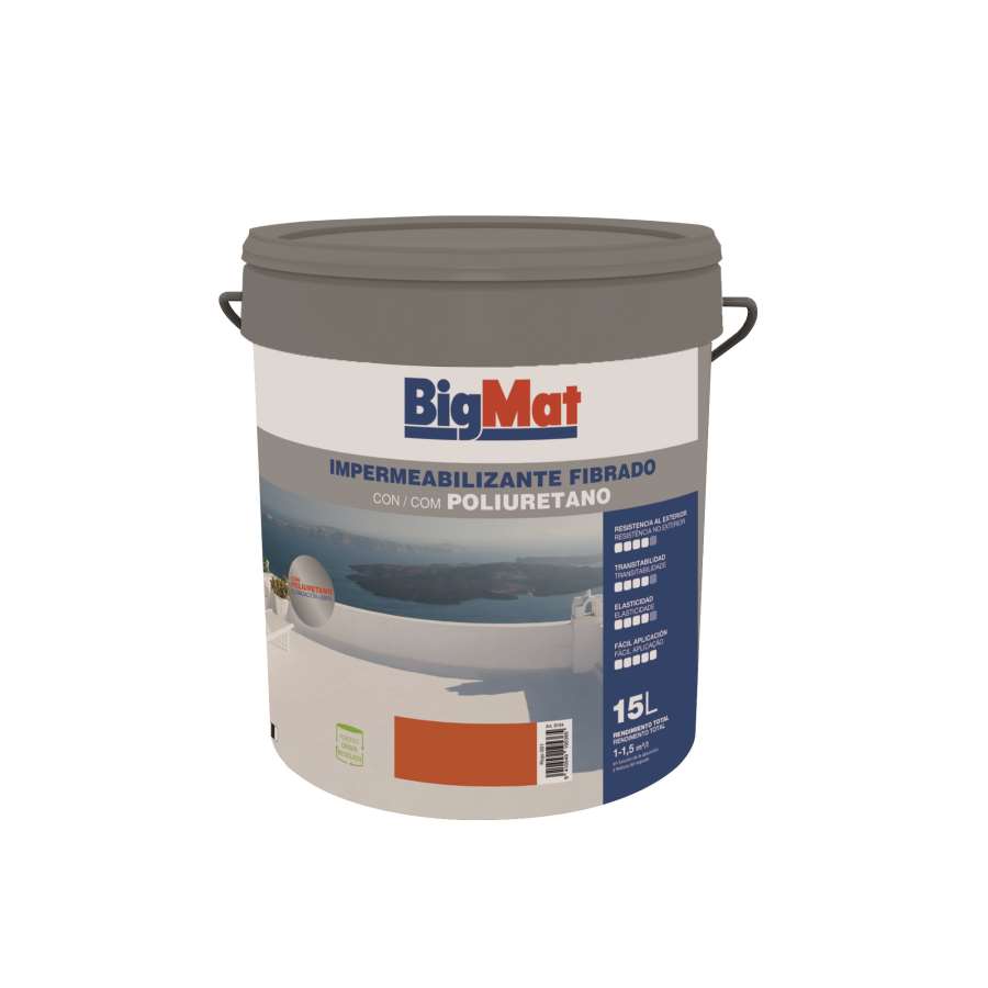 IMPERMEABILIZANTE FIBRADO CON POLIURETANO BIGMAT ROJO 15L