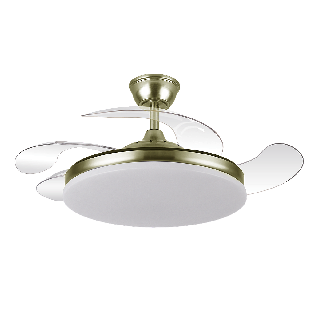 VENTILADOR TRIDENTE 59w CUERO 4 ASPAS 6980LM REGULADOR INTENSIDAD